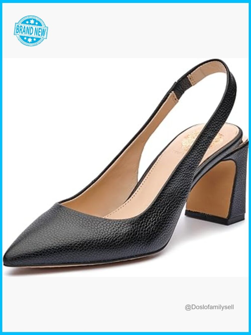 Pointed Toe Slingback Pump Block Heel Closed Toe Office Heels Padded Cushion